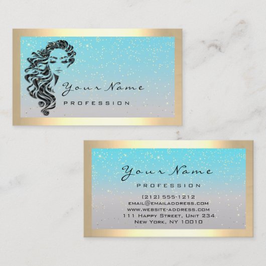 まつげ延長メイクアップアーティストヘアコンフェットフレーム 名刺 (正面/裏面)