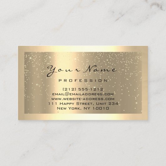 まつげ延長メイクアップアーティストヘアゴールドコンフェッティ 名刺 (裏面)