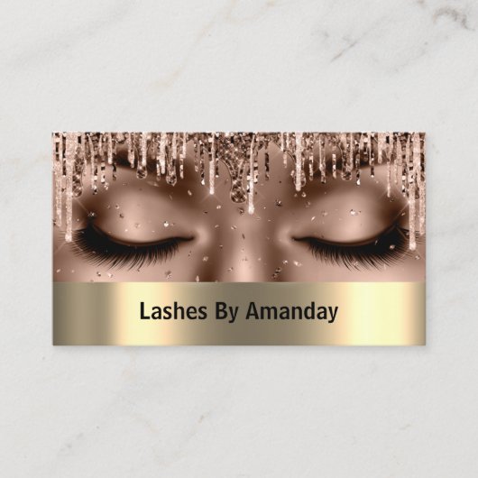 まつげ延長メイクアップバラ金ゴールドルクス 名刺 (正面)