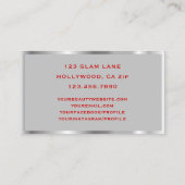 まつげ延長化粧の赤い銀製灰色 名刺 (裏面)