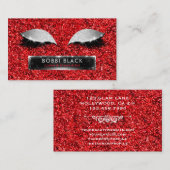 まつげ延長赤い銀製のグリッターの魅力の化粧 名刺 (正面/裏面)