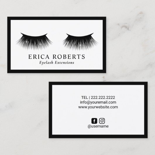 まつげ延長鞭のメーキャップアーティストのミニマリスト 名刺 (正面/裏面)