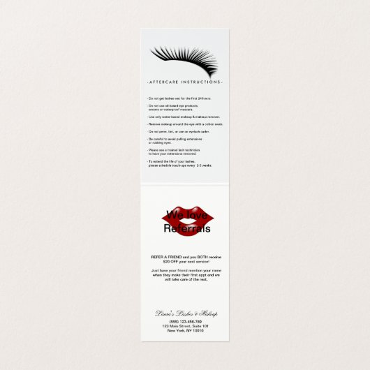 まつげ延長鞭及び唇のアフターケアの紹介 名刺 (内部フラット)