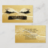 まつげ延長黒い金ゴールドのグリッターの魅力の化粧 名刺 (正面/裏面)