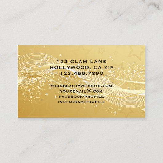 まつげ延長黒い金ゴールドのグリッターの魅力の化粧 名刺 (裏面)