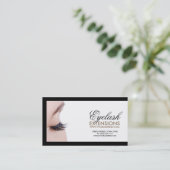 まつげ延長黒のボーダーシンプルで白いカード 名刺 (スタンド正面)