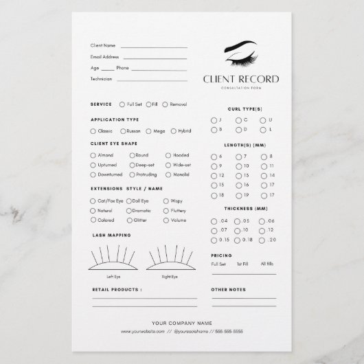 まつげ拡張クライアントのレコードページ 便箋 (正面)