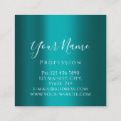 まつげ拡張メイクアップアーティストティール(緑がかった色)バラ スクエア名刺 (裏面)