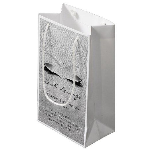 まつげ拡張メイクアップアーティストビューティックブルーグレー スモールペーパーバッグ (正面アングル)