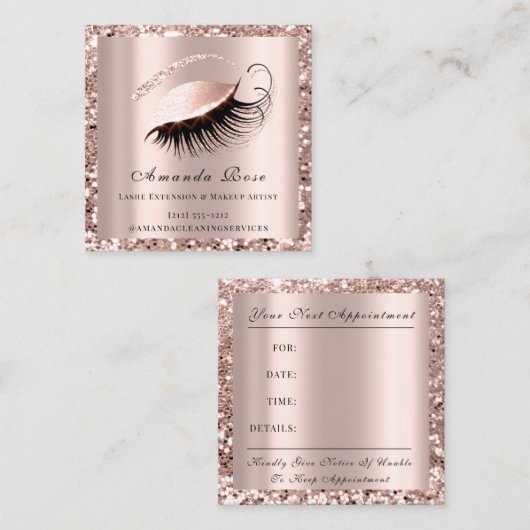 まつげ拡張メイクアップアーティスト美しいバラピンク 予約カード (正面/裏面)