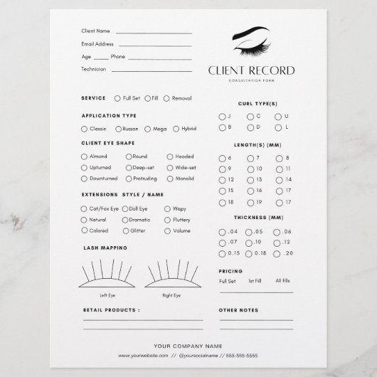 まつげ拡張機能の同意型枠//クライアントレコード チラシ (正面)