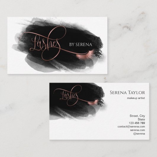 まつげ美しいメイクアップガールラッシュエクステンション大理石部 名刺 (正面/裏面)