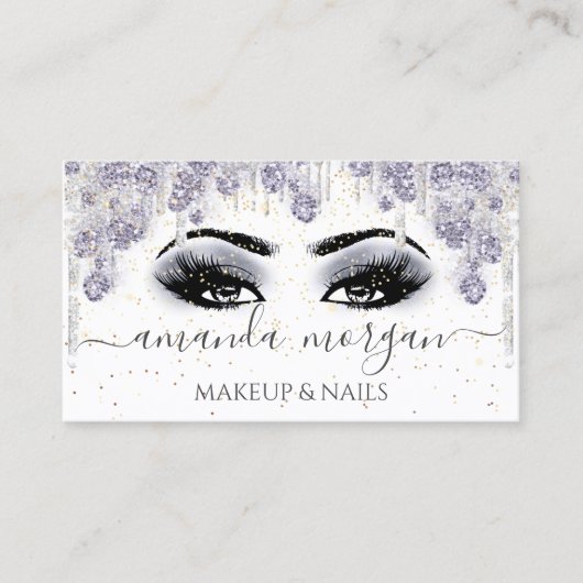 まつげ美容師メイクアップアーティストスモーキーグレー 名刺 (正面)