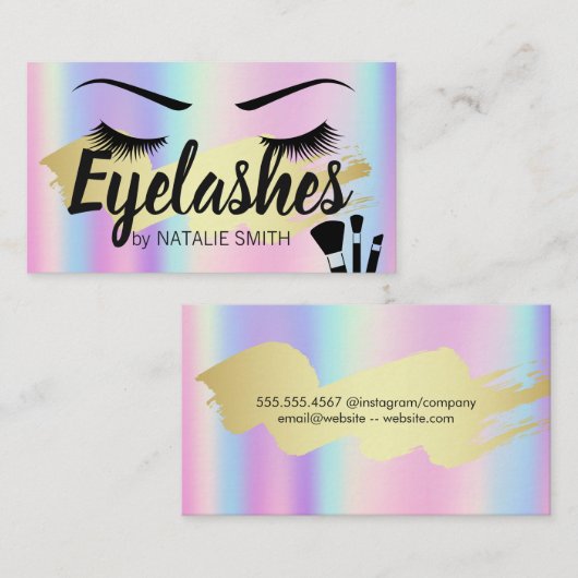 まつげ |ブラシ金ゴールド |レインボーメタリック 名刺 (正面/裏面)