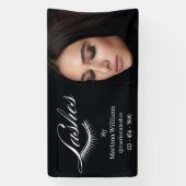 まつげ、ブラックモダン写真美容院 横断幕 (縦)