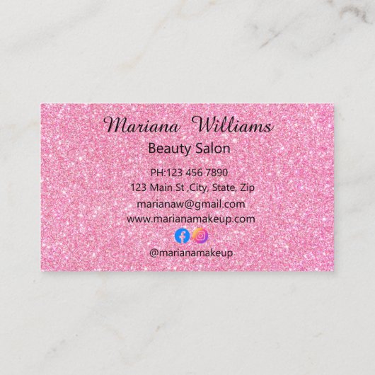 まつげ、メイクアップアーティストピスタイリッシュンクグリッターラグジュアリー 名刺 (裏面)