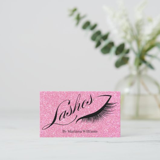 まつげ、メイクアップアーティストピスタイリッシュンクグリッターラグジュアリー 名刺 (スタンド正面)
