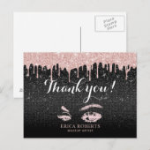 まつげ メイクアップアーティスト ローズゴールド ドリップス ビューティーサロン ポストカード (正面/裏面)