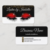 まつげ – 赤グリッター 名刺 (正面/裏面)