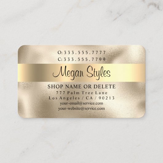 まつりとメイクアップサロン、あなたの写真、金ゴールド上の金ゴールド 名刺 (裏面)