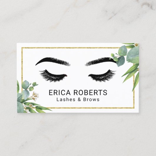 まつりと眉メイクアップアーティストモダンの葉 名刺 (正面)