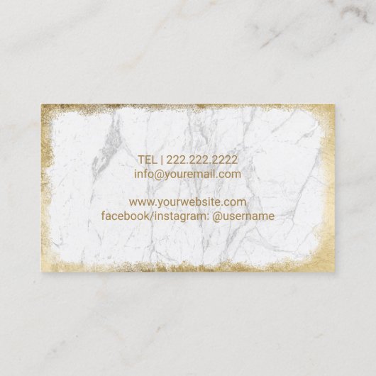 まつりと眉メイクアップアーティストモダンホワイトマーブル 名刺 (裏面)