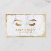 まつりと眉メイクアップアーティストモダンホワイトマーブル 名刺 (正面)
