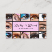 まつりと眉12枚の写真メイクアップアーティストピンク 名刺 (正面)