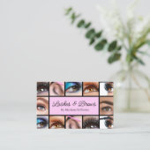 まつりと眉12枚の写真メイクアップアーティストピンク 名刺 (スタンド正面)