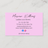 まつりと眉12枚の写真メイクアップアーティストピンク 名刺 (裏面)