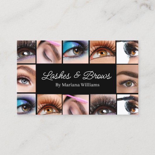 まつりと眉12枚の写真メイクアップアーティストブラック 名刺 (正面)