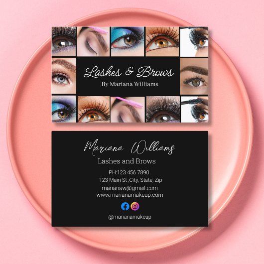 まつりと眉12枚の写真メイクアップアーティストブラック 名刺