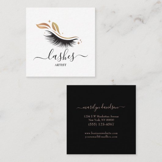 まつエレガントげメイクアップアーティストサロン スクエア名刺 (正面/裏面)