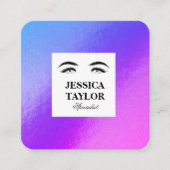 まつエレガント毛まつげ紫ホログラフィックスクエア スクエア名刺 (正面)