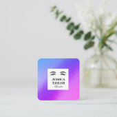 まつエレガント毛まつげ紫ホログラフィックスクエア スクエア名刺 (スタンド正面)