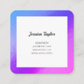 まつエレガント毛まつげ紫ホログラフィックスクエア スクエア名刺 (裏面)