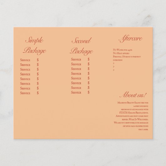 まつモダンげサービスの価格自然カタログ チラシ (正面)