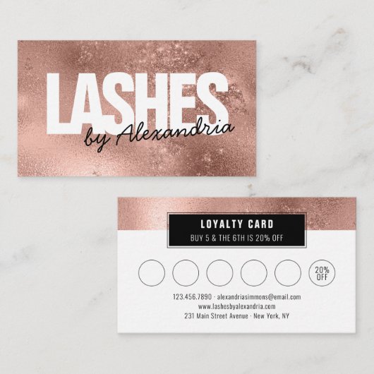 まつモダンげバラ金ゴールドまつ毛を輝かせエレガントる ロイヤリティカード (正面/裏面)