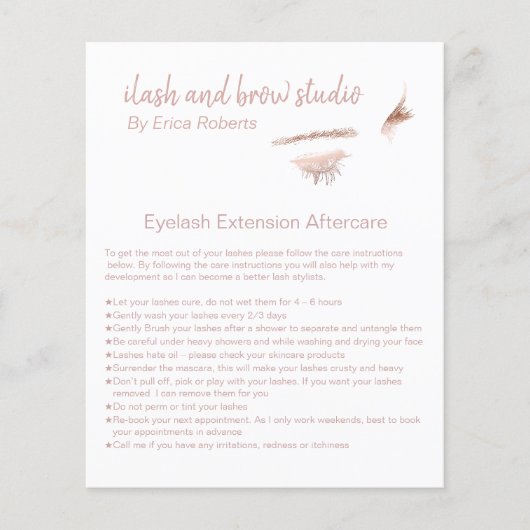 まつ毛と眉メイクアップアーティストアフターケア指導 チラシ (正面)