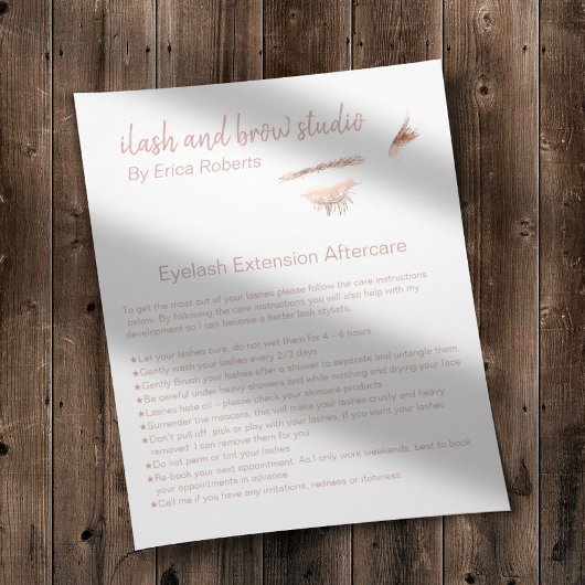 まつ毛と眉メイクアップアーティストアフターケア指導 チラシ