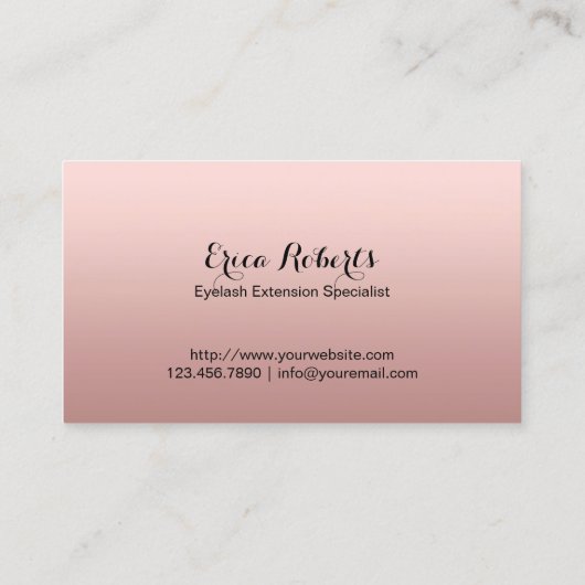 まつ毛と眉メイクアップアーティストバラゴールドフォイル 名刺 (裏面)