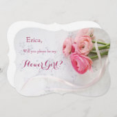 まつ毛にピンク色の花 招待状 (正面/裏面)