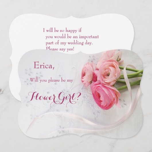 まつ毛にピンク色の花 招待状 (正面/裏面)