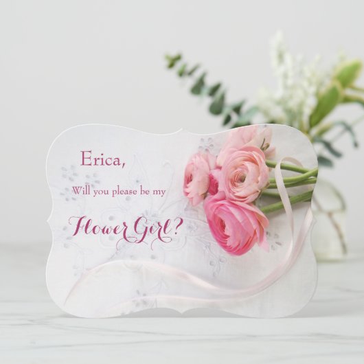 まつ毛にピンク色の花 招待状 (スタンド正面)