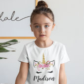 まつ毛のユニコーンの顔 オーダーメイドネーム Tシャツ