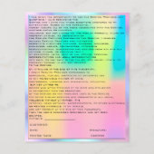 まつ毛の伸張解除放棄ホログラフィーフライヤー チラシ (裏面)