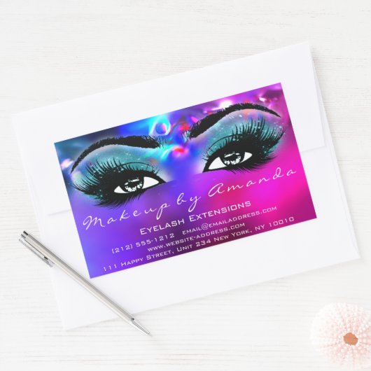 まつ毛の延長メイクアップアーティストピンクエネルギー 長方形シール (封筒)