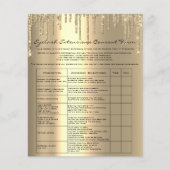 まつ毛の延長責任放棄シャンパーニュ金ゴールド チラシ (正面)