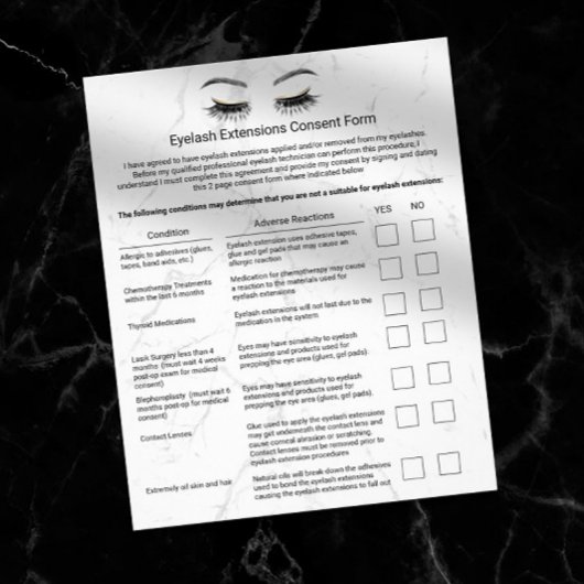 まつ毛の延長責任放棄モダン大理石 チラシ