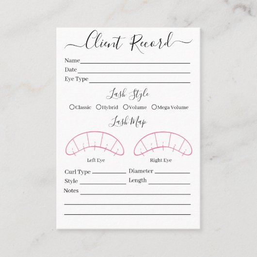 まつ毛の拡張クライアントレコード型枠名刺 名刺 (正面)